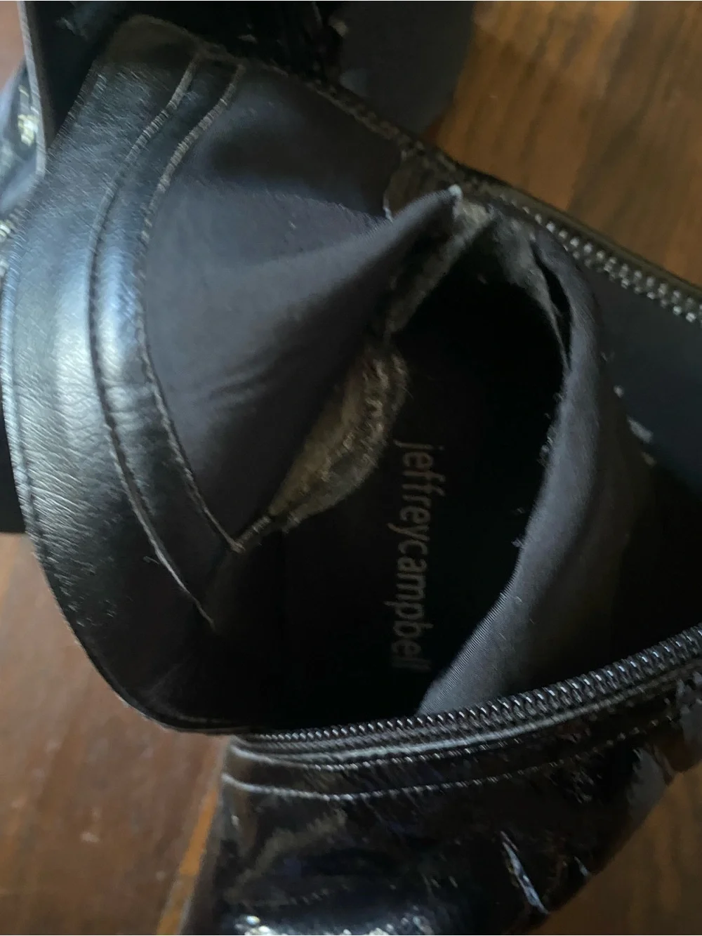 Jeffrey Campbell Black Patent Platform Ankle Boots